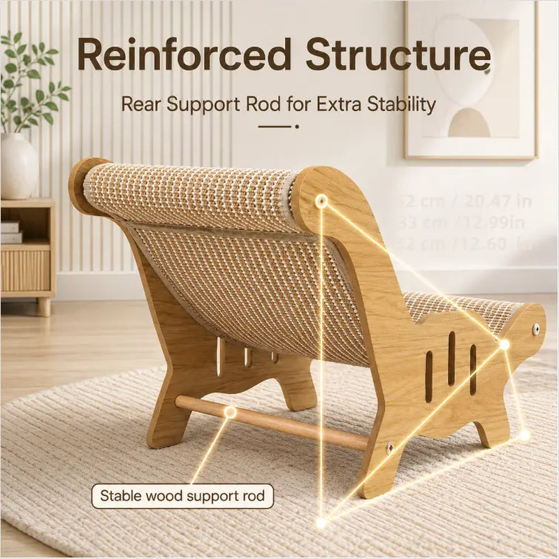 Extra Large 2-In-1 Sisal Fiber Cat Scratcher with Hammock and Lounge Chair - Durable, Breathable, and Shedding-Free Cat Bed for Claw Maintenance and Relaxation