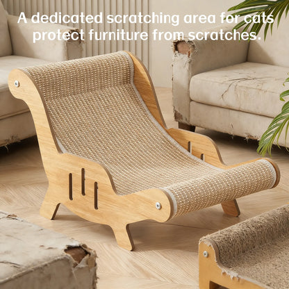 Extra Large 2-In-1 Sisal Fiber Cat Scratcher with Hammock and Lounge Chair - Durable, Breathable, and Shedding-Free Cat Bed for Claw Maintenance and Relaxation