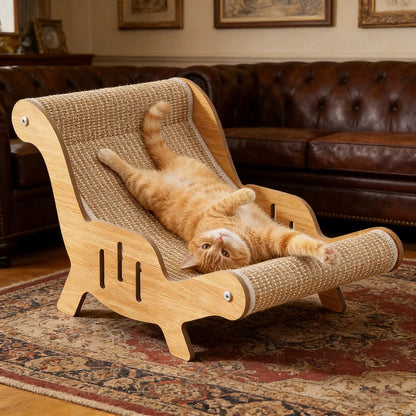 Extra Large 2-In-1 Sisal Fiber Cat Scratcher with Hammock and Lounge Chair - Durable, Breathable, and Shedding-Free Cat Bed for Claw Maintenance and Relaxation