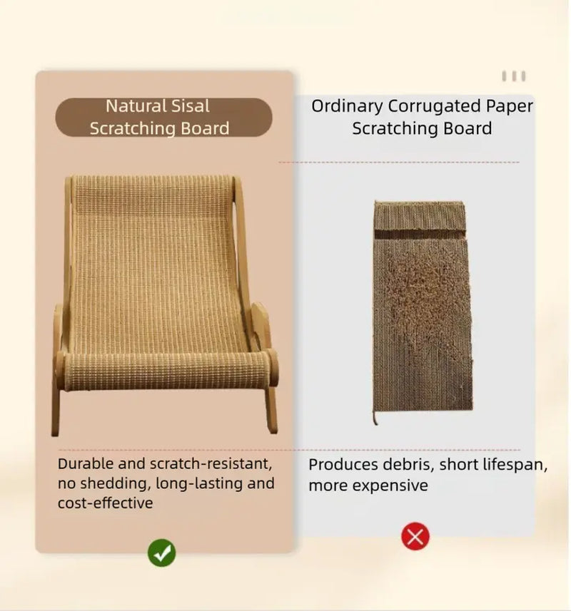 Extra Large 2-In-1 Sisal Fiber Cat Scratcher with Hammock and Lounge Chair - Durable, Breathable, and Shedding-Free Cat Bed for Claw Maintenance and Relaxation