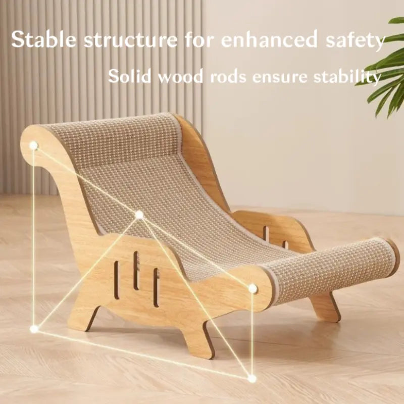Extra Large 2-In-1 Sisal Fiber Cat Scratcher with Hammock and Lounge Chair - Durable, Breathable, and Shedding-Free Cat Bed for Claw Maintenance and Relaxation
