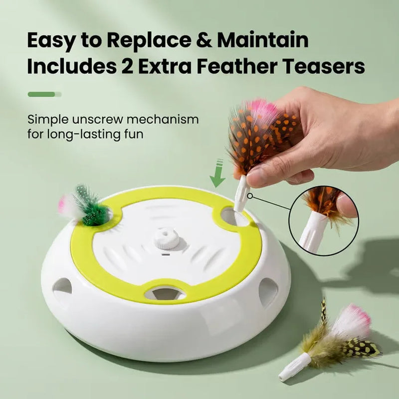 Smart Motion-Activated Interactive Cat Toy with Whack-A-Mole Feature and Three Replacement Feathers