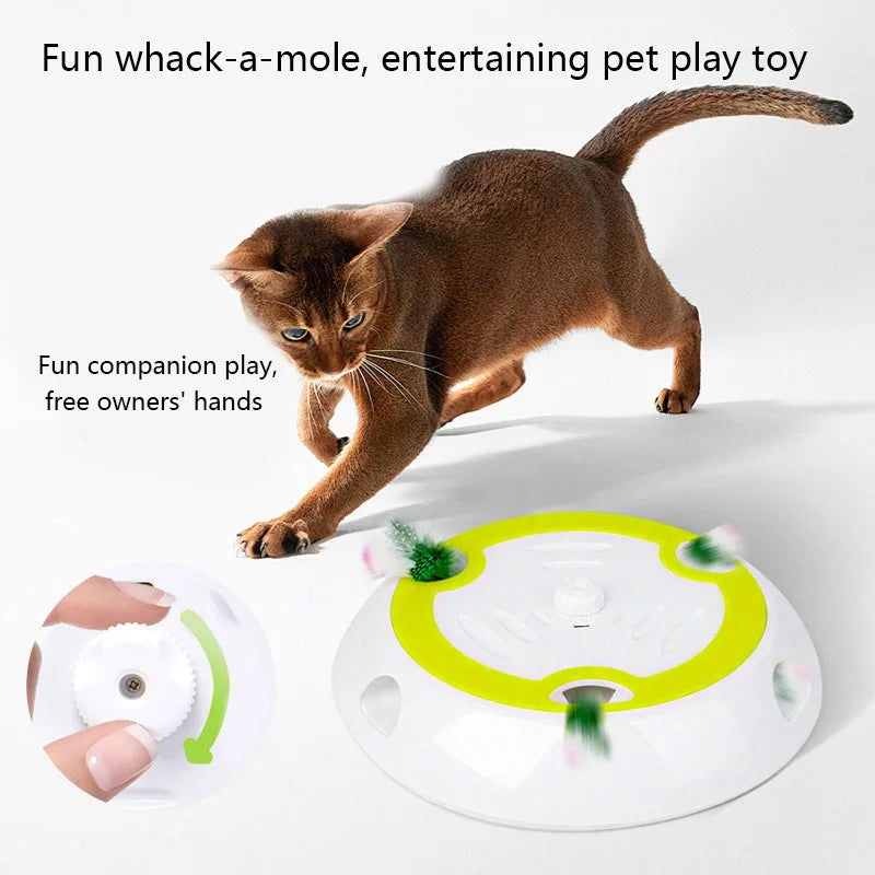 Smart Motion-Activated Interactive Cat Toy with Whack-A-Mole Feature and Three Replacement Feathers