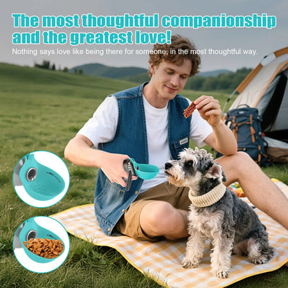 Lumikata 2-in-1 Portable Dog Water Bottle - 10oz Stainless Steel with Silicone Foldable Bowl, Leak-Proof Design for Small Dogs, Ideal for Walks and Feeding